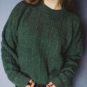 Vintage Studio Men's Textured green Crewneck Sweater